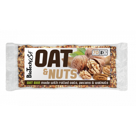 Батончик BioTech - Oat & Nuts (70 г) пекан и грецкий орех