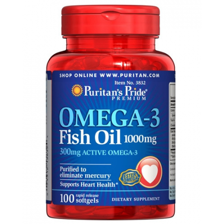 Omega Puritan`s Pride - Omega 3 Fish Oil 1000 mg (100 capsules)