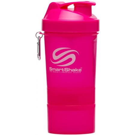 Шейкер SmartShake Neon 400 мл + 2 контейнера темно-розовый/dark pink