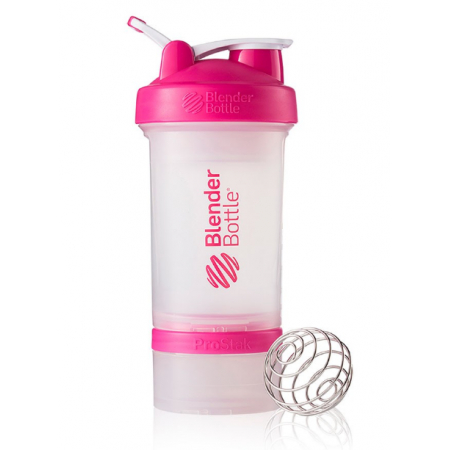 Shaker BlenderBottle ProStak 16 oz/450 ml 3, 450 ml, transparent with pink cap/transparent with pink cap
