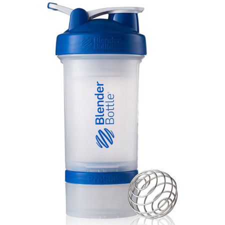 Shaker BlenderBottle ProStak 16 oz/450 ml 3, 450 ml, transparent with dark blue cap/transparent with dark blue cap