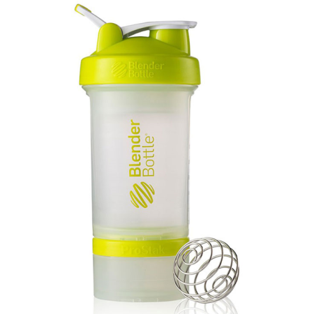 Шейкер BlenderBottle ProStak 16 oz/450 ml 3, 450 мл, прозрачный с салатовой крышкой/transparent with bright green cap