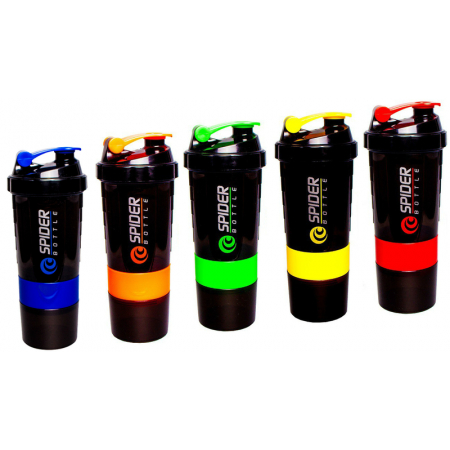 Shaker Mini2GO Spider Bottle 600 ml + 2 containers (different colors)