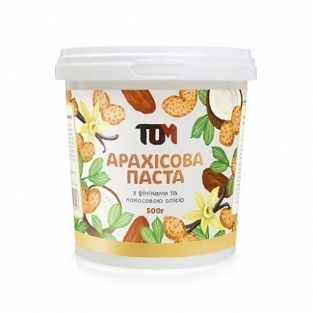 Арахісова паста ТОМ - З фініками та кокосовою олією (500 гр)