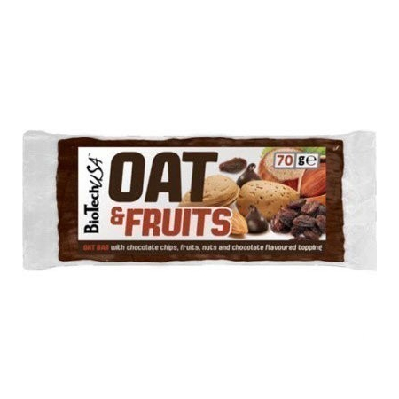 BioTech bar - Oat & Fruits (70 g) raisins and peanuts with chocolate icing