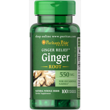 Имбирь Puritan`s Pride - Ginger 550 мг (100 капсул)
