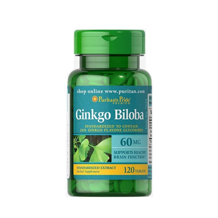 Ясность мышления Puritan`s Pride - Ginkgo Biloba 60 мг (120 таблеток)