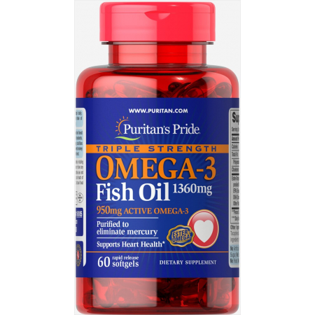 Puritan's Pride Omega - Omega 3 Fish Oil 1360 mg Triple Strength (60 Capsules)