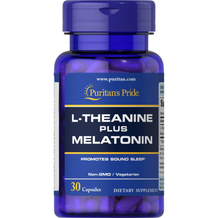 Релаксант Puritan's Pride - L-Theanine 100 мг PLUS Melatonin 3 мг (30 капсул)