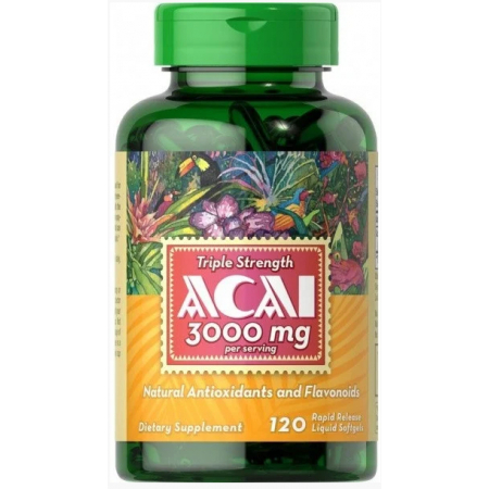 Powerful Antioxidant Puritan's Pride - Triple Strength Acai 3000mg (120 Capsules)