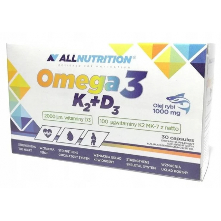 Омега AllNutrition - Omega 3 D3 + K2 (30 капсул)