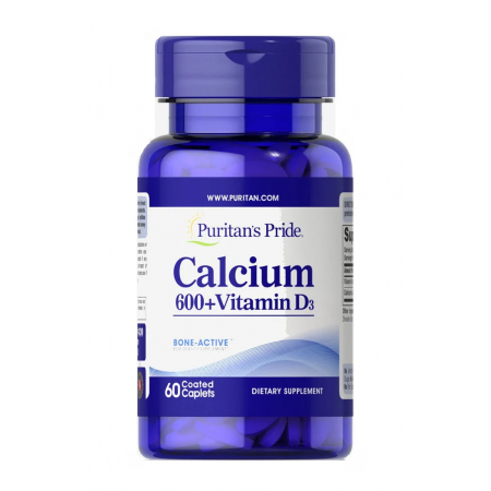 Для міцності кісток Puritan's Pride - Calcium 600 + Vitamin D3 (60 пігулок)