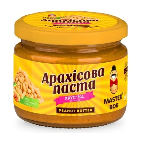 Арахисовая паста Master Bob - Crunchy Peanut Butter сладкая кранч