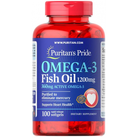 Омега Puritan`s Pride - Omega 3 Fish Oil 1200 мг (100 капсул)