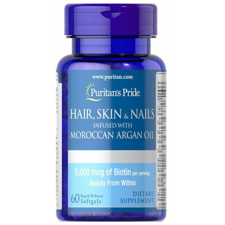 Для волосся, шкіри, нігтів Puritan's Pride - Hair, Skin & Nails Infused With Moroccan Argan Oil (60 капсул)