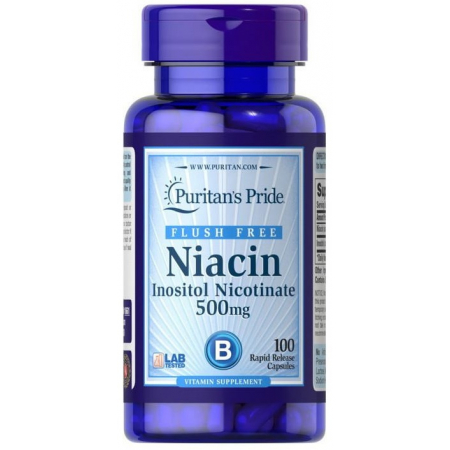 Поддержка метаболизма Puritan's Pride - Niacin 500 мг (100 капсул)