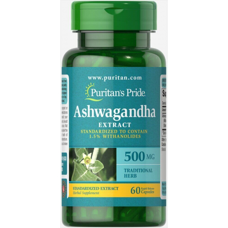 Адаптоген Puritan's Pride - Ashwagandha Extract 500 мг (60 капсул)