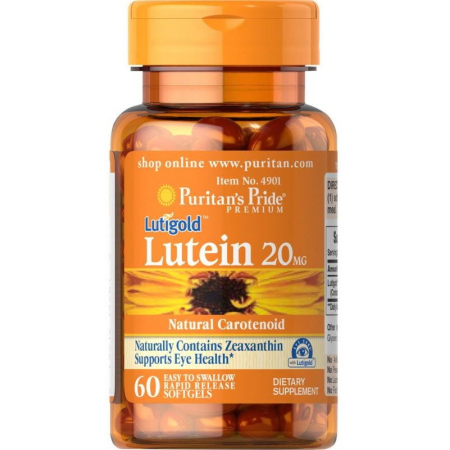 Здоровье глаз Puritan's Pride - Lutein 20 мг (30 капсул)