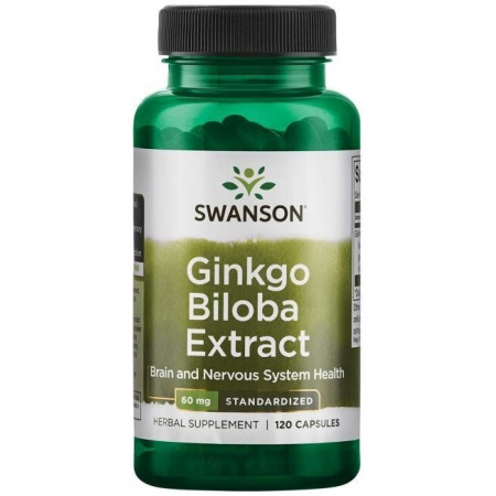 Улучшение памяти и работы мозга Swanson - Ginkgo Biloba Extract 60 мг (120 капсул)