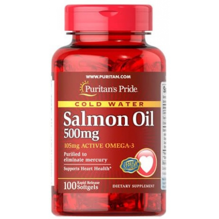 Омега Puritan`s Pride Omega 3 Salmon Oil 500 мг 100 caps.