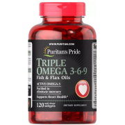 Омега Puritan's Pride - Triple Omega 3-6-9 Fish & Flax Oils (120 капсул)