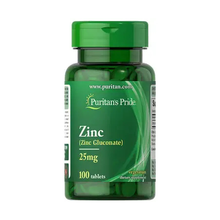 Zinc Puritan's Pride - Zinc Gluconate 25mg (100 Tablets)
