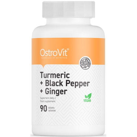 Комплексна підтримка організму OstroVit - Turmeric + Black Pepper + Ginger (90 таблеток)