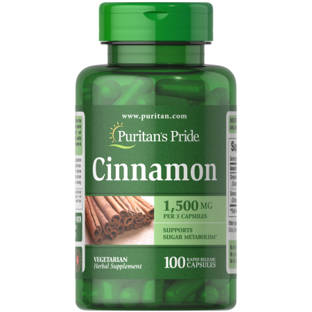 Корица Puritan's Pride - Cinnamon 1500 мг (100 капсул)