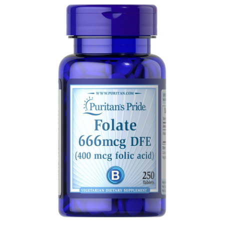Puritan's Pride Folic Acid - Folate 666 mcg DFE (250 Tablets)