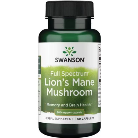 Укрепление нервной системы Swanson - Lion's Mane Mushroom 500 мг (60 капсул)