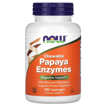 Поддержка пищеварения Now Foods - Papaya Enzymes, пищеварительные ферменты (180 леденцов)