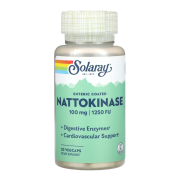 Наттокиназа Solaray – Nattokinase 100 мг, фермент для пищеварения (30 капсул)