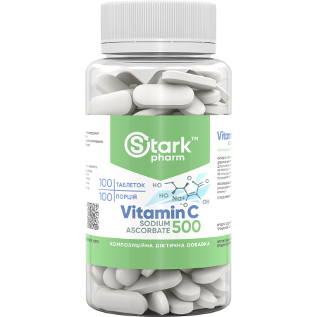 Аскорбат натрію, вітамін C Stark Pharm - Stark Vitamin C Sodium Ascorbate 500 мг (100 таблеток)