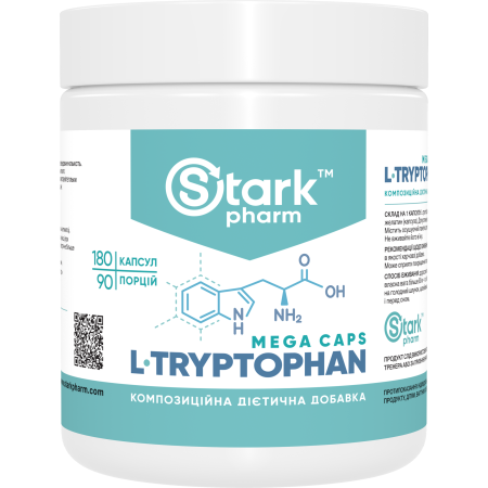 Триптофан Stark Pharm - Stark L-Tryptophan, л-триптофан, амінокислота (180 капсул)